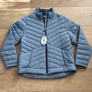 Free Country women's quilted puffer jacket in a blue-gray color, Size XXL